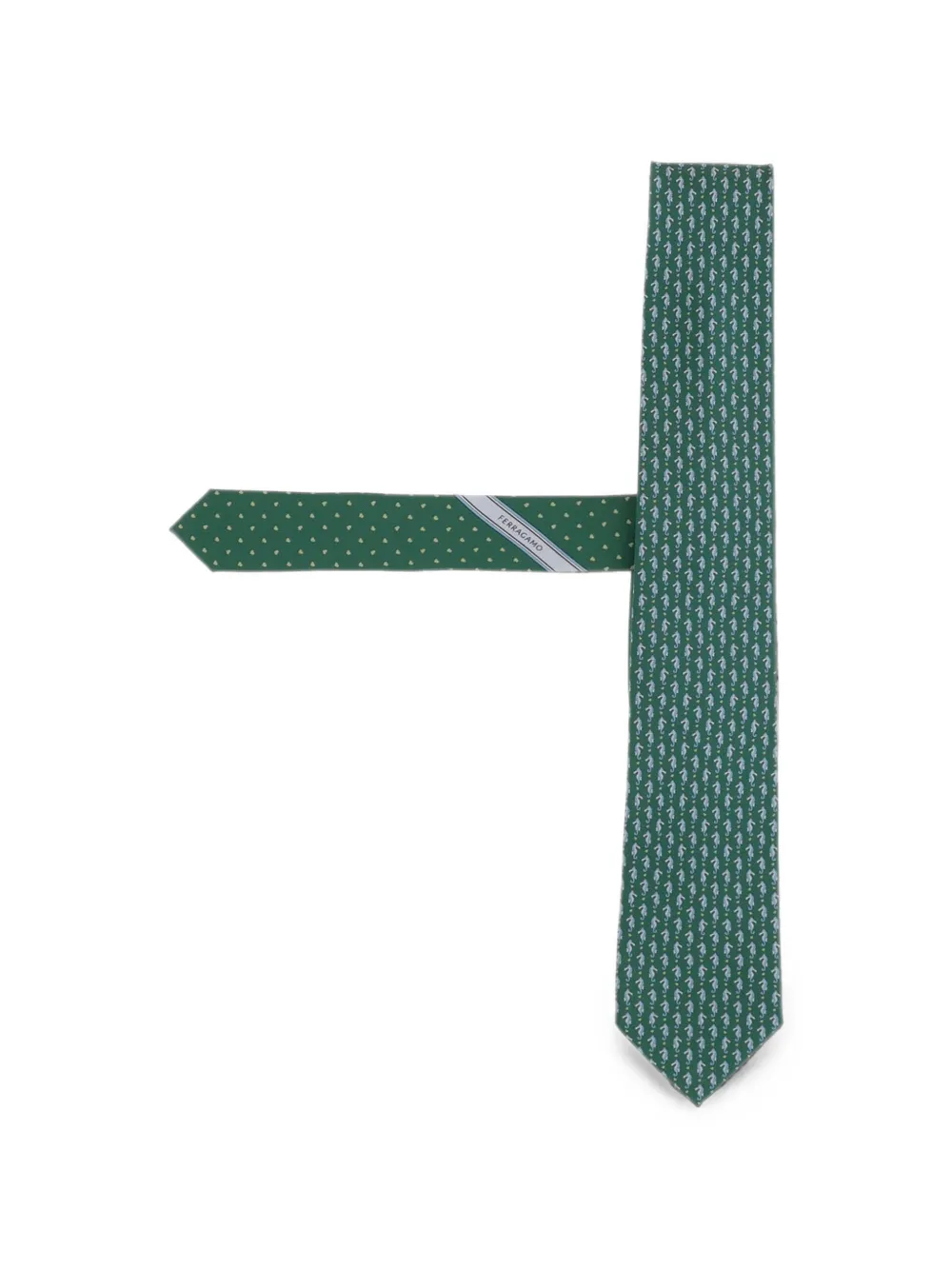 Ferragamo seahorse print silk tie - Grün