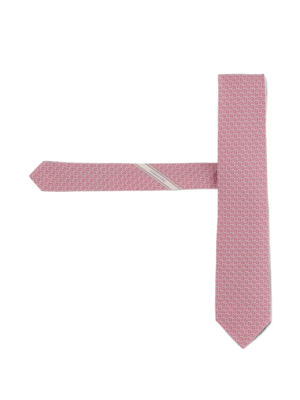 Ferragamo Gancini links print silk tie - Rosa