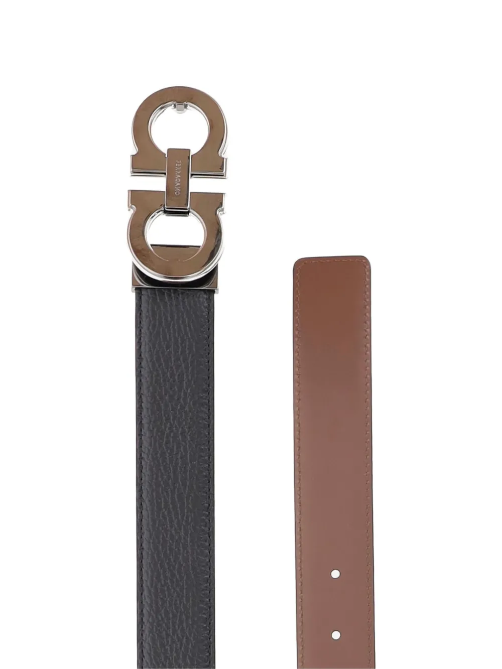 Ferragamo Omkeerbare leren gancini riem Zwart