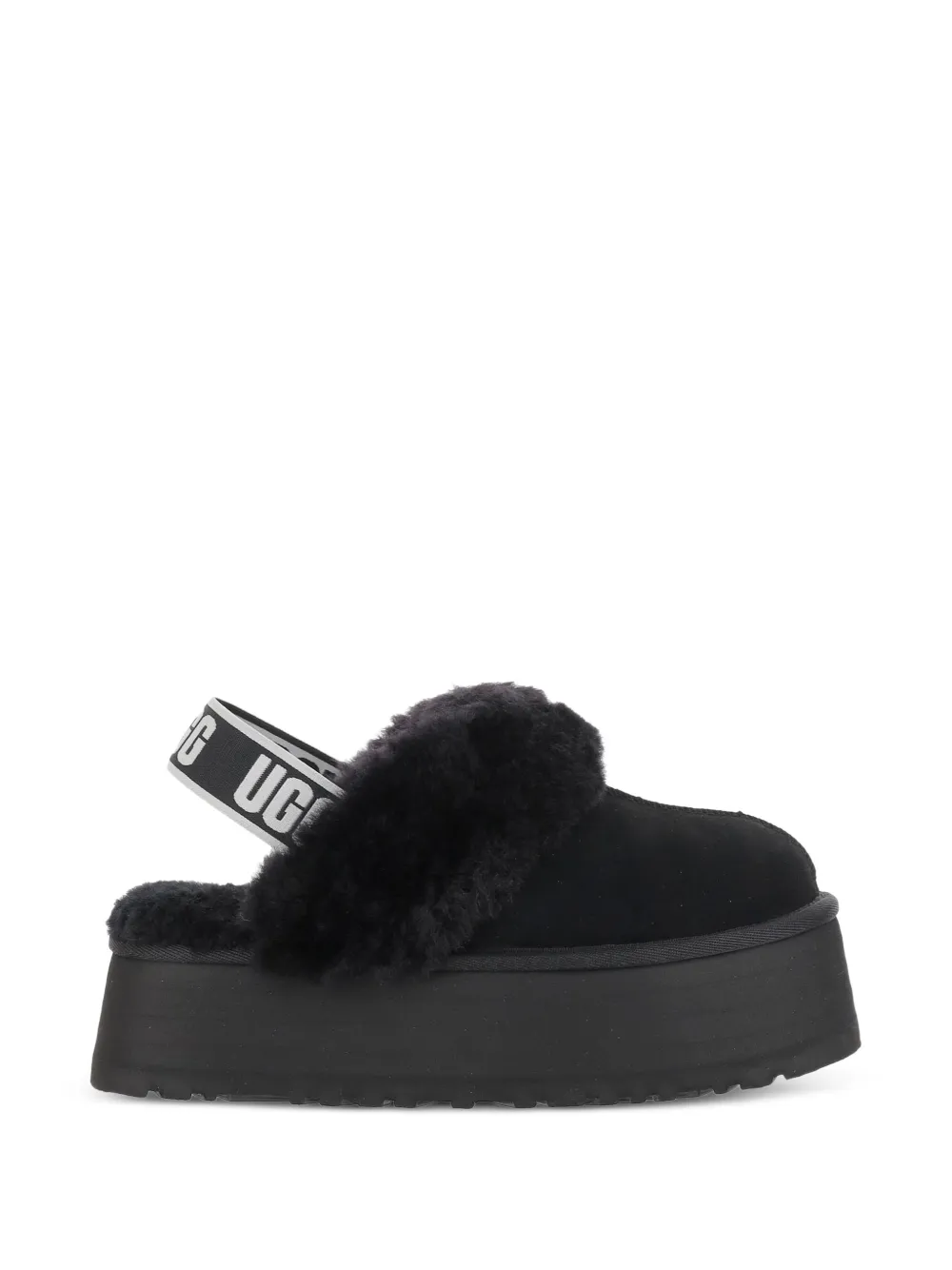 Ugg Shearling-trim Platform Slippers In Black