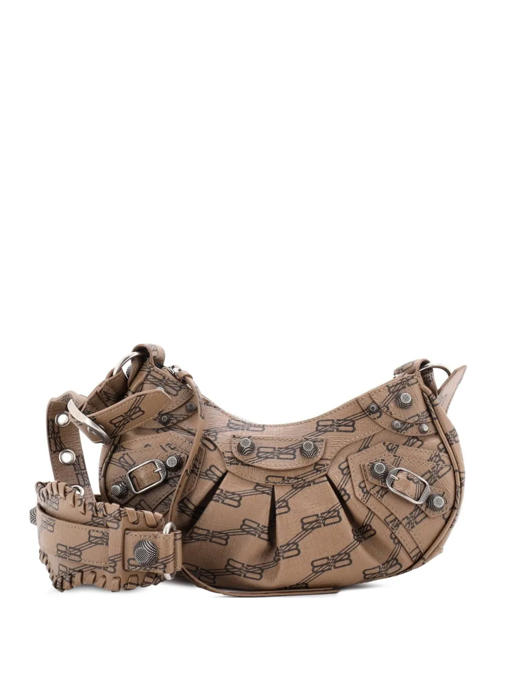 Balenciaga Pre-Owned Le Cagole Giant Studs BB Monogram Coated Canvas XS shoulder bag - Marrone