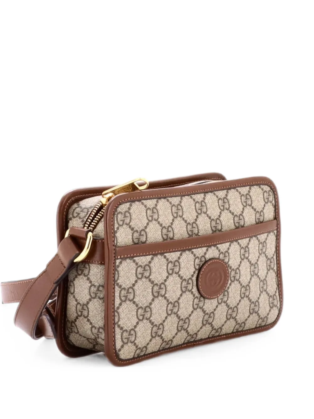 Gucci Pre-Owned Interlocking G Patch Camera Bag GG Coated Canvas Mini crossbody bag - Braun