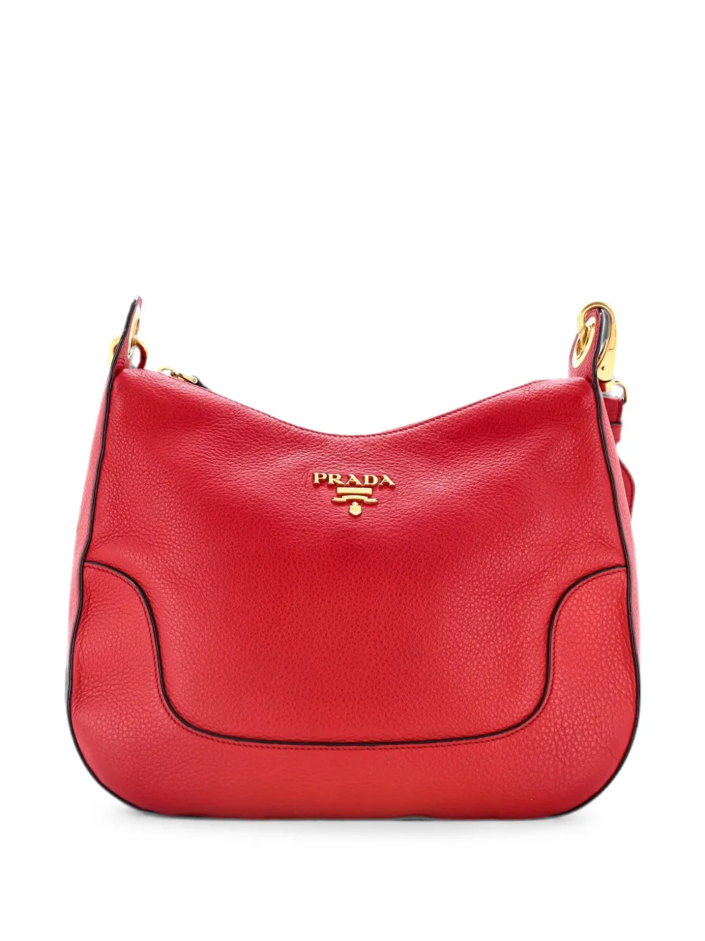 Prada Pre-Owned Striped Strap Zip Hobo Vitello Daino Medium crossbody bag - Rot