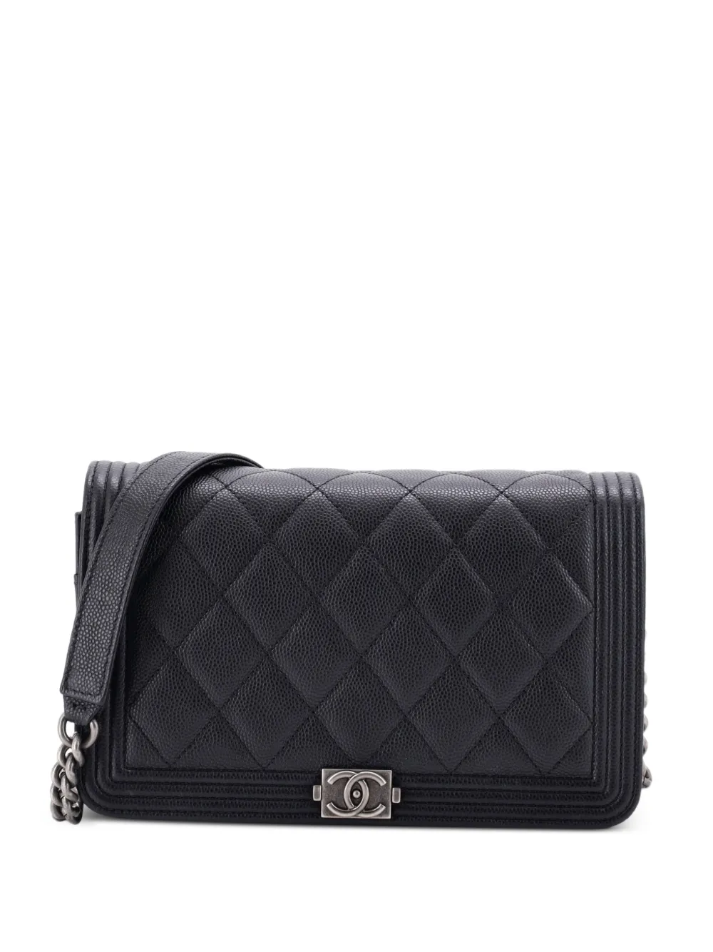 CHANEL Pre-Owned Boy Wallet on Chain Quilted Caviar crossbody bag - Nero