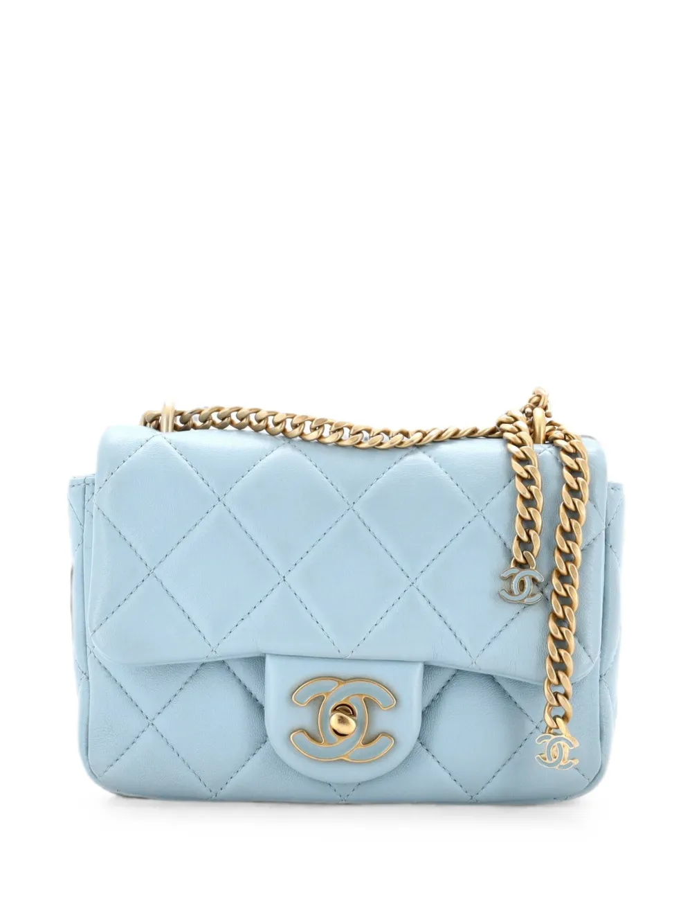 CHANEL Pre-Owned Pending CC Square Flap Bag Quilted Lambskin Mini crossbody bag - Blu