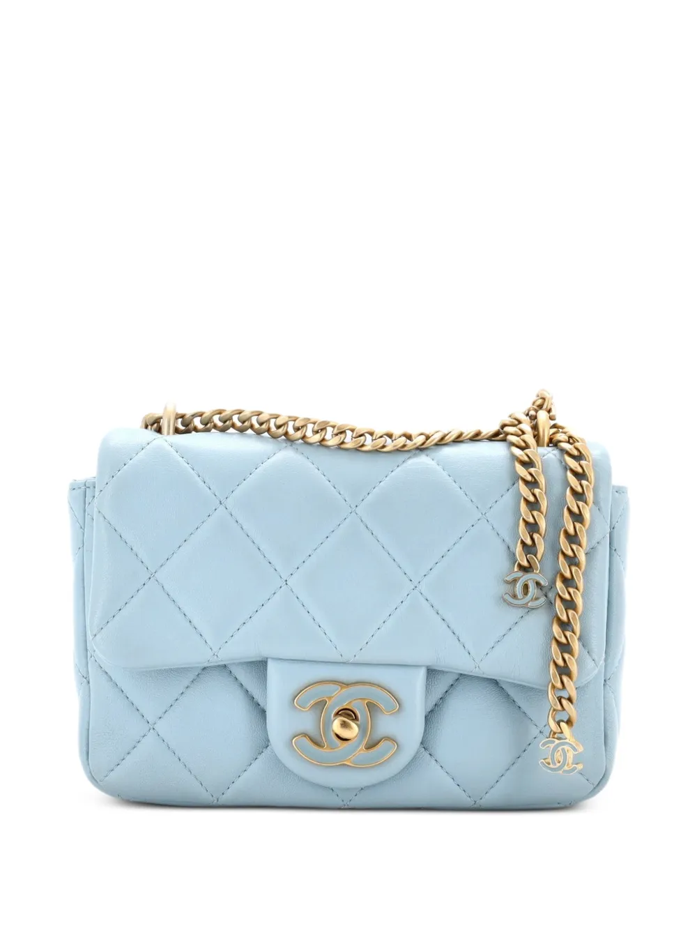 CHANEL Pre-Owned Pending CC Square Flap Bag Quilted Lambskin Mini crossbody bag - Blu
