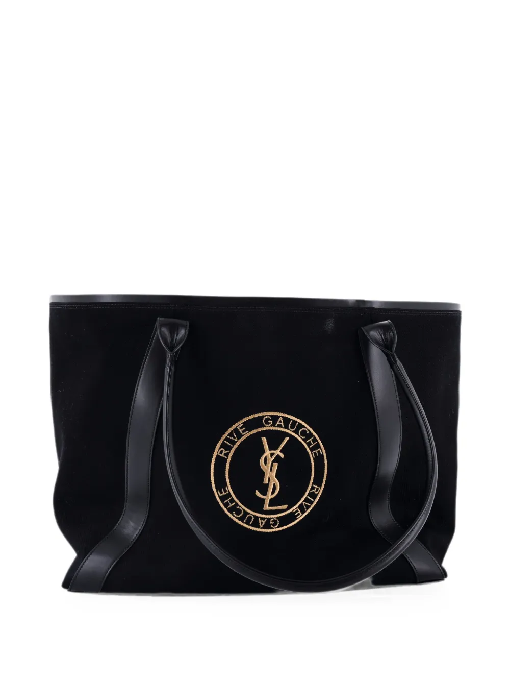 Saint Laurent Pre-Owned Rive Gauche Open Embroidered Canvas Large tote bag - Nero
