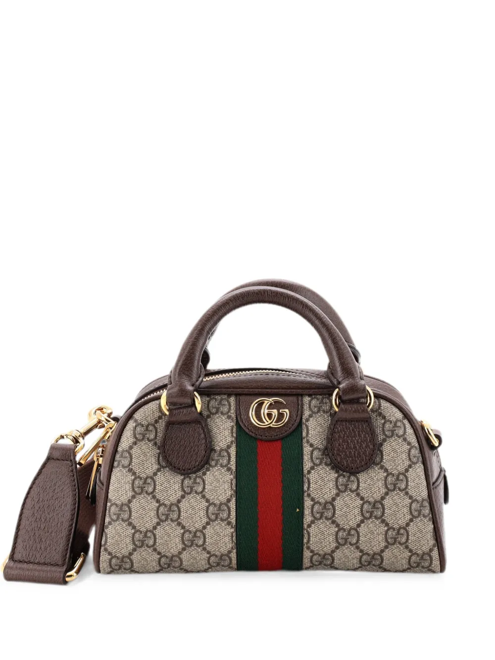 Gucci Pre-Owned Ophidia Convertible Boston Top Handle Bag GG Coated Canvas with Leather Mini crossbody bag - Braun