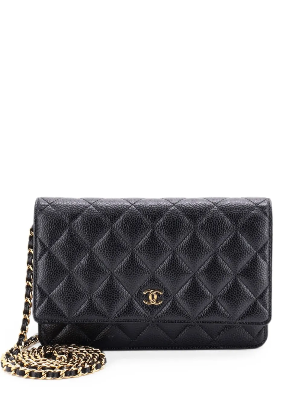 CHANEL Pre-Owned Wallet on Chain Quilted Caviar crossbody bag - Schwarz