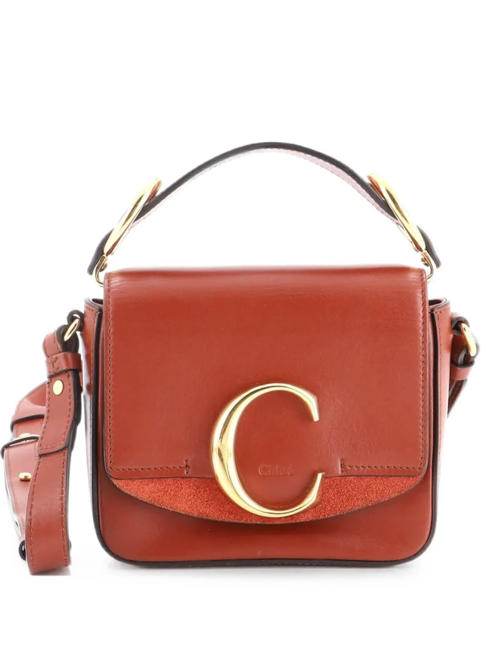 Chloé Pre-Owned C Flap Bag Leather Mini crossbody bag - Marrone