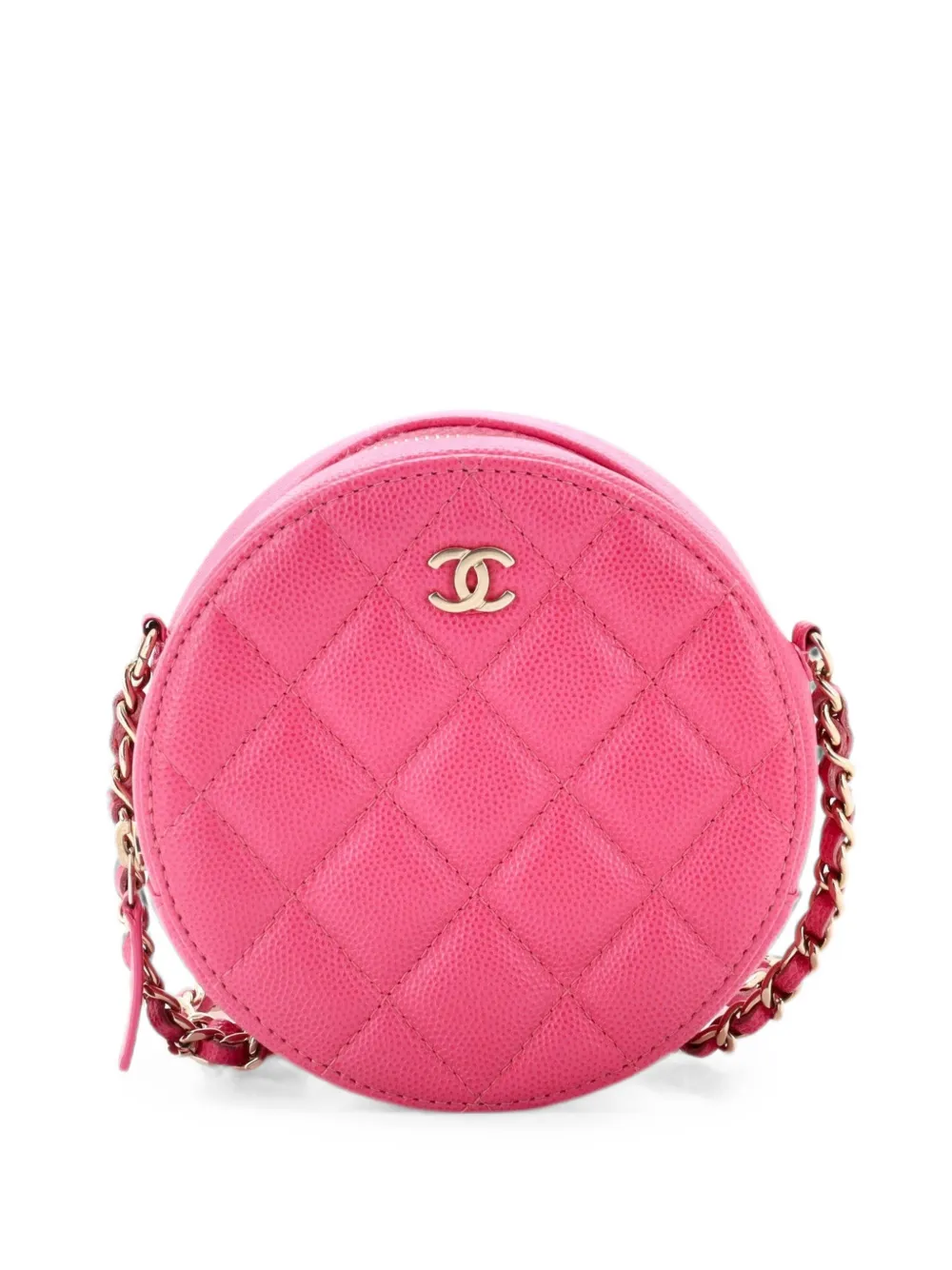 CHANEL Pre-Owned Round Clutch with Chain Quilted Caviar Mini crossbody bag - Rosa
