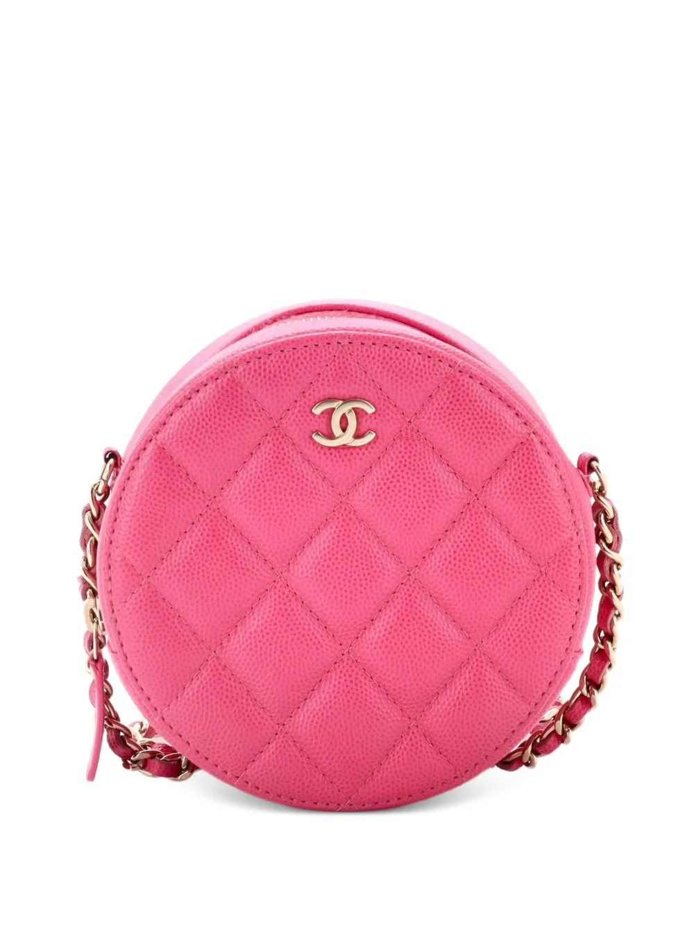 CHANEL Pre-Owned Round Clutch with Chain Quilted Caviar Mini crossbody bag - Rosa