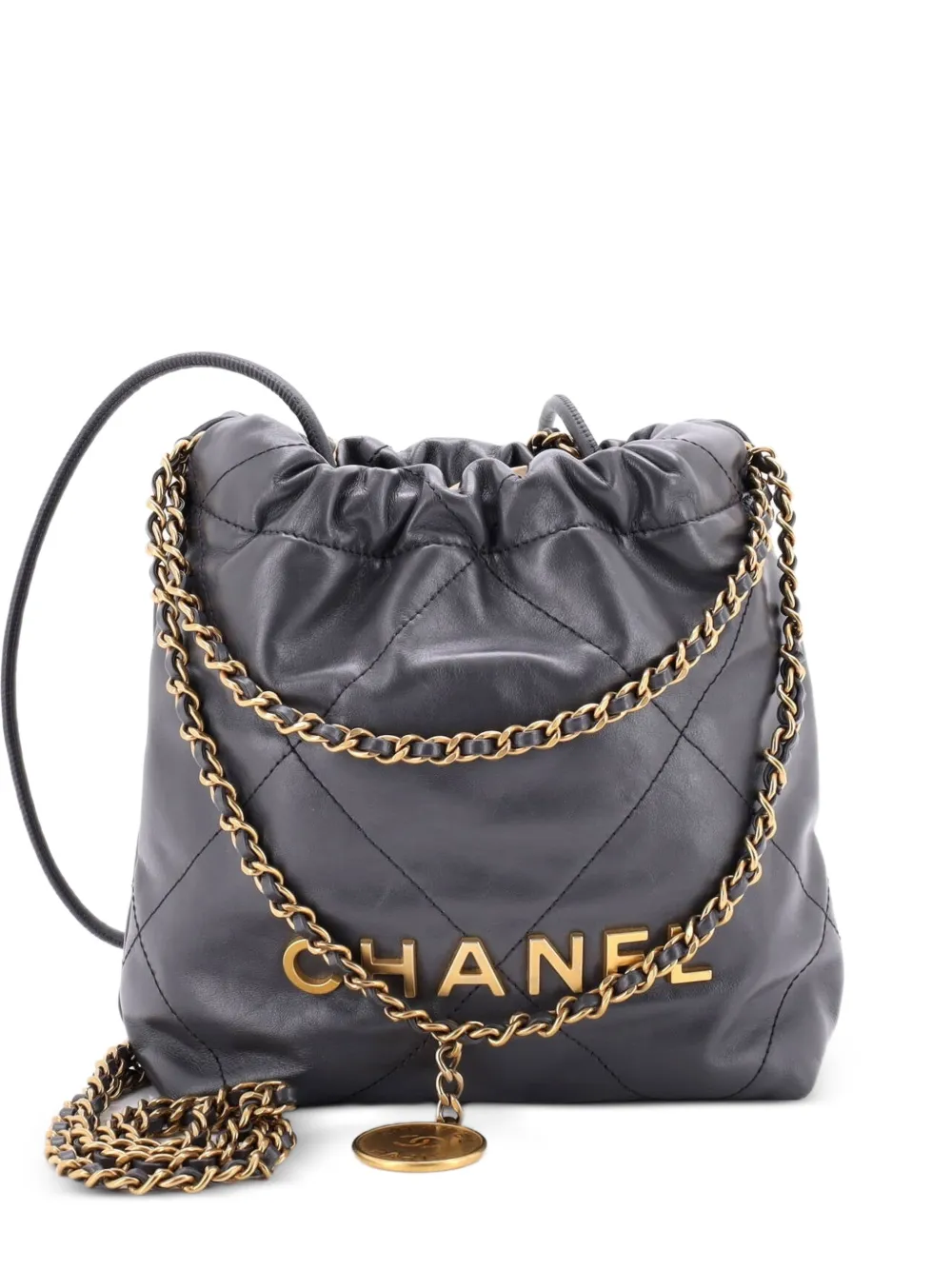 CHANEL Pre-Owned 22 Chain Hobo Quilted Calfskin Mini crossbody bag - Grau