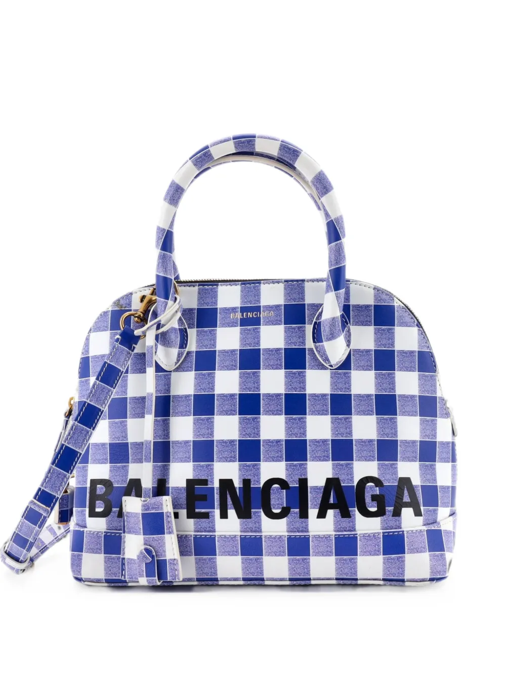 Balenciaga Pre-Owned Logo Ville Bag Printed Leather Small satchel - Blau