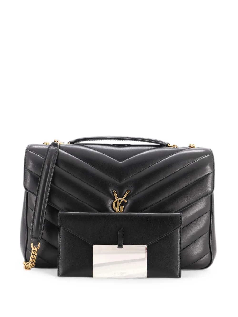 Saint Laurent Pre-Owned Loulou NM Matelasse Chevron Leather Large shoulder bag - Nero