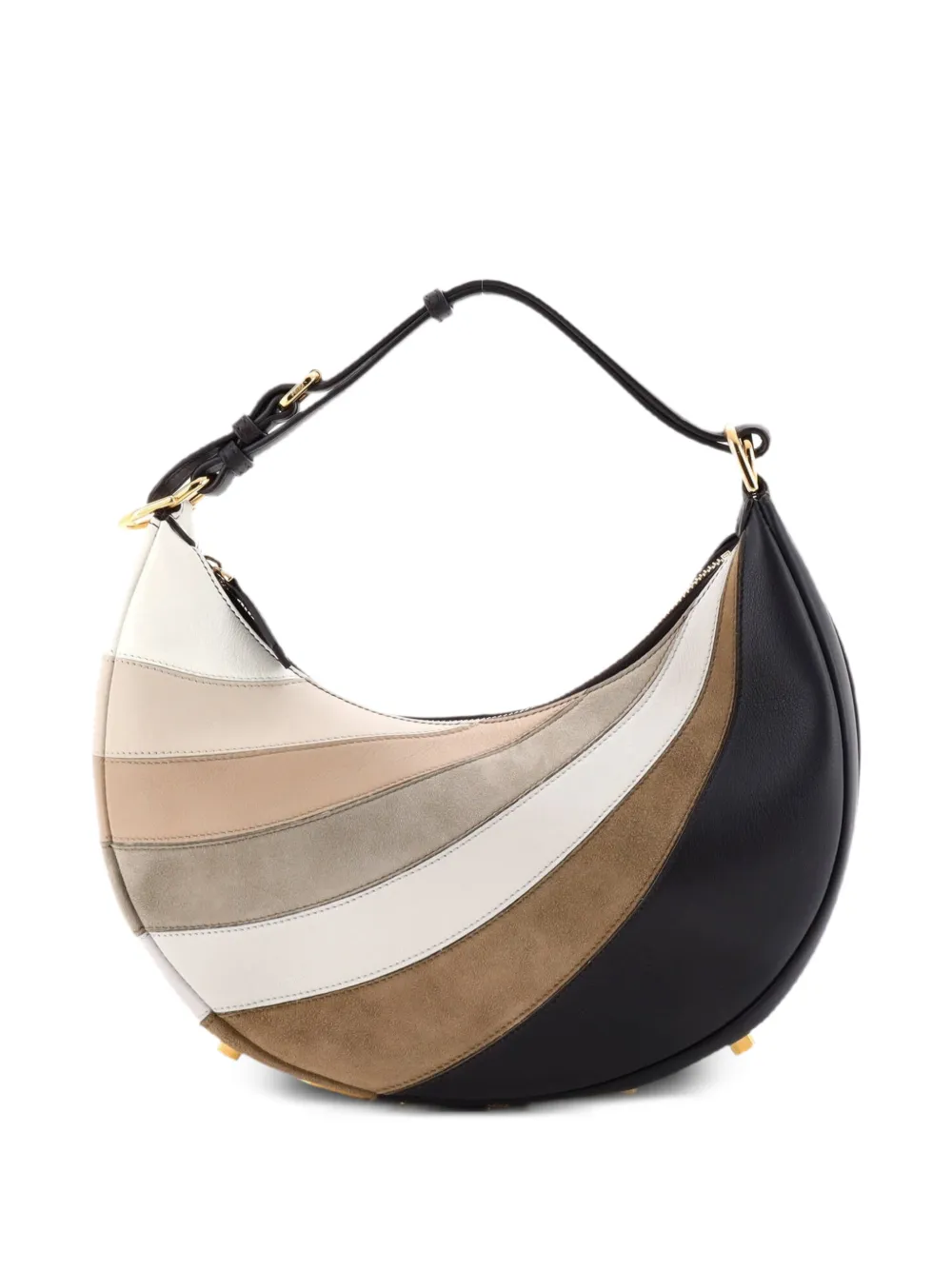 Fendi Pre-Owned Fendigraphy Bag Striped Leather and Suede Small hobo bag - Mehrfarbig