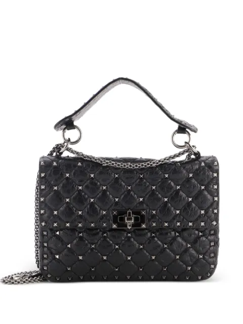 Valentino Garavani Pre-Owned Rockstud Spike Flap Bag Crystal Embellished Quilted Leather Medium shoulder bag