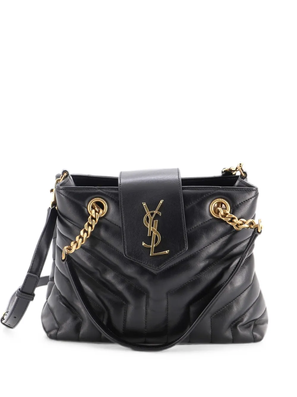 Saint Laurent Pre-Owned LouLou Matelasse Chevron Leather Small tote bag - Nero