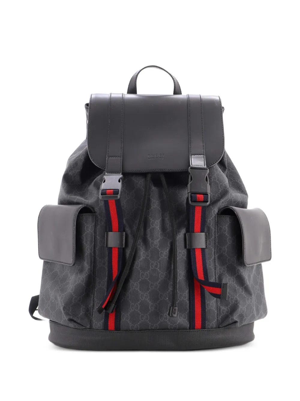 Gucci Pre-Owned Double Pocket Buckle GG Coated Canvas Large backpack - Nero