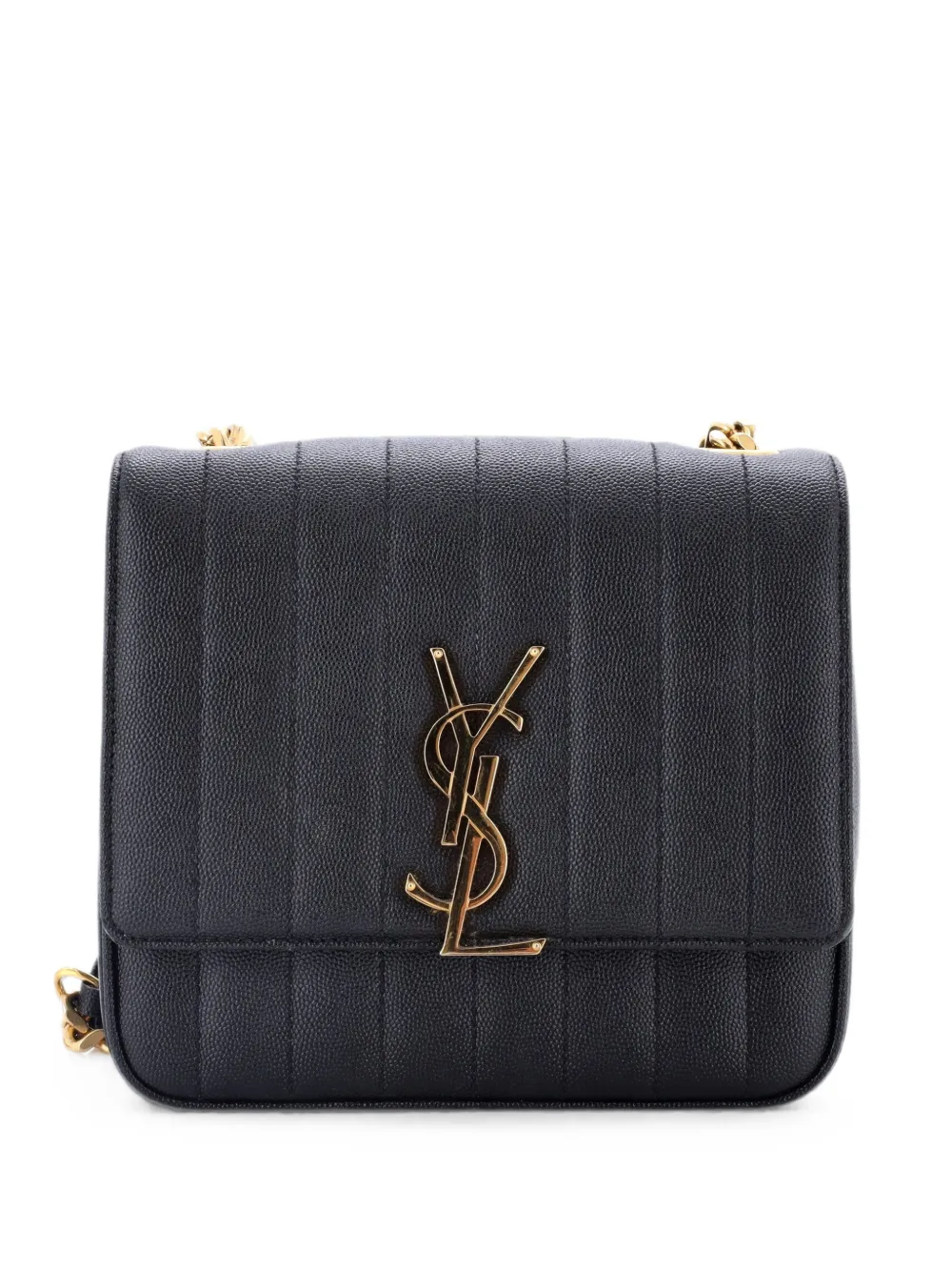Saint Laurent Pre-Owned Vicky Vertical Quilted Grainy Leather Medium crossbody bag - Nero