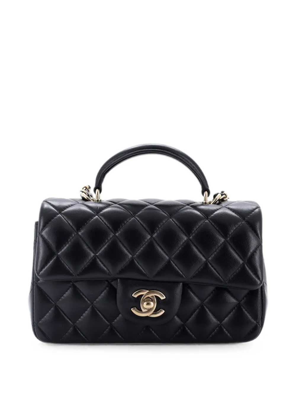 CHANEL Pre-Owned Classic Single Flap Top Handle Bag Quilted Lambskin Mini shoulder bag - Schwarz