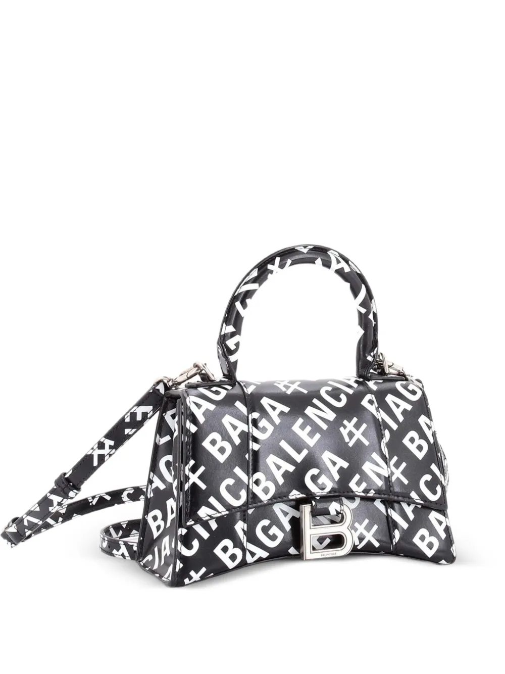 Balenciaga Pre-Owned Hourglass Top Handle Bag Printed Leather XS satchel - Nero