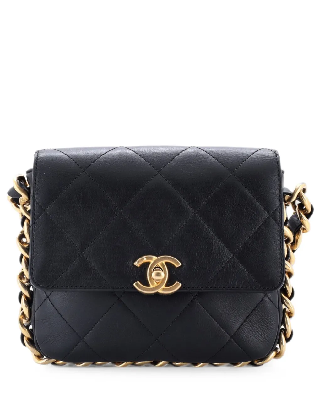 CHANEL Pre-Owned Framing Chain Flap Bag Quilted Calfskin Small shoulder bag - Nero