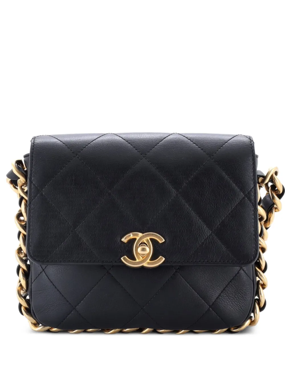 CHANEL Pre-Owned Framing Chain Flap Bag Quilted Calfskin Small shoulder bag - Nero