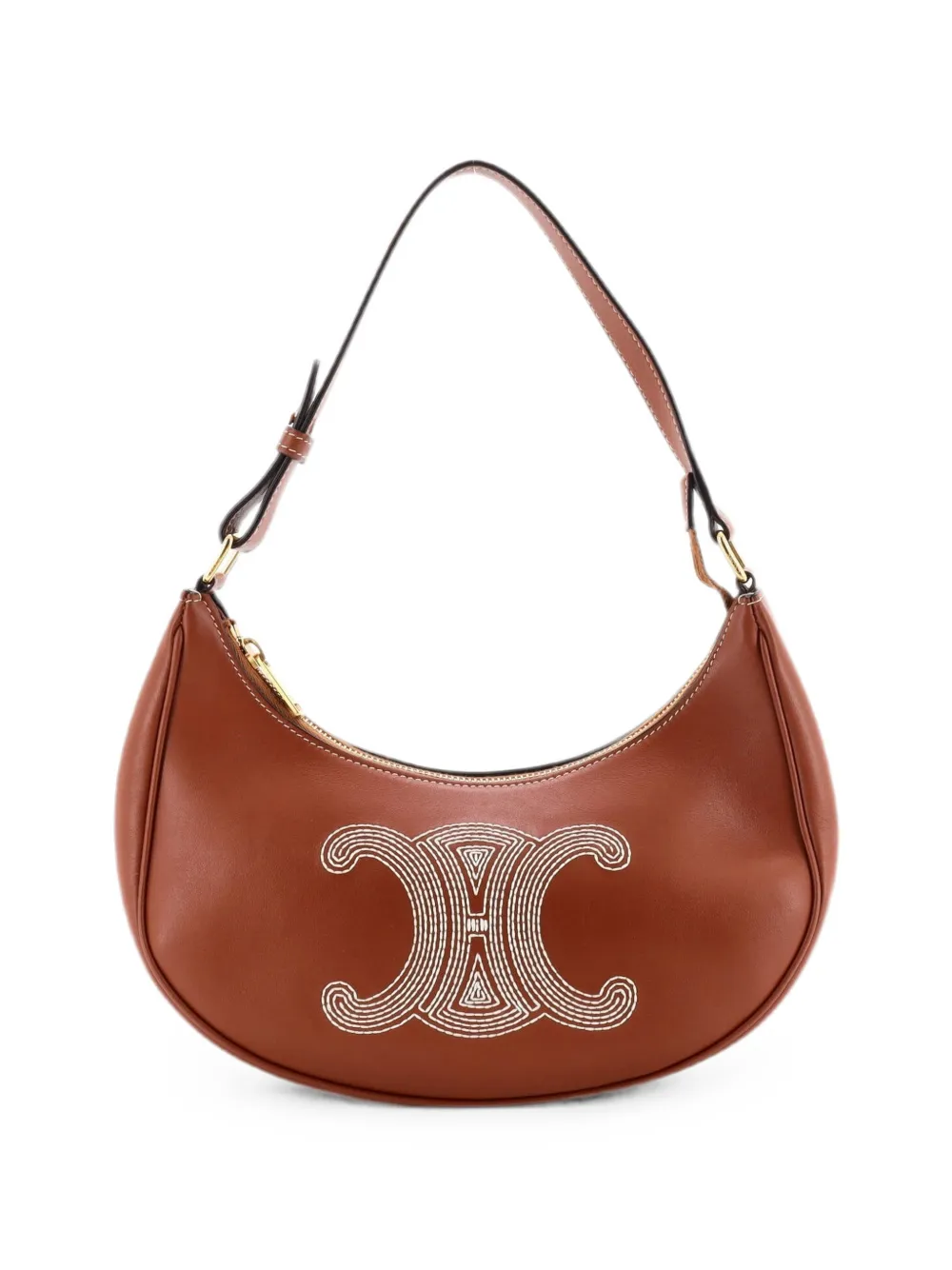 Celine Pre-Owned Ava Bag Triomphe Embroidery Leather shoulder bag - Braun