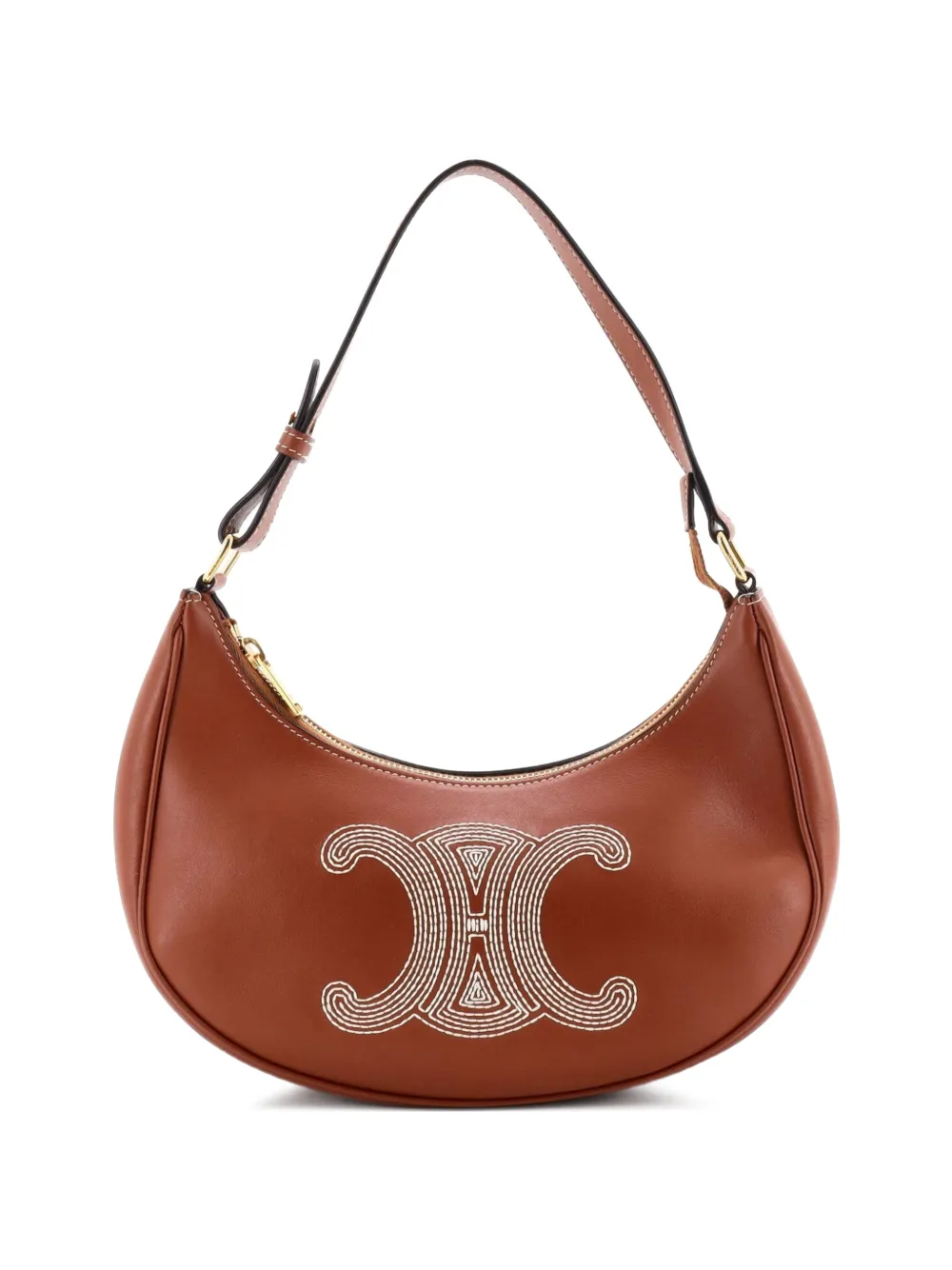Celine Pre-Owned Ava Bag Triomphe Embroidery Leather shoulder bag - Marrone