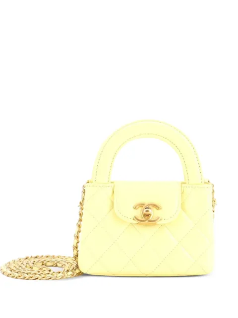 CHANEL Pre-Owned Kelly Top Handle Shopping Bag Quilted Shiny Aged Calfskin Nano crossbody bag