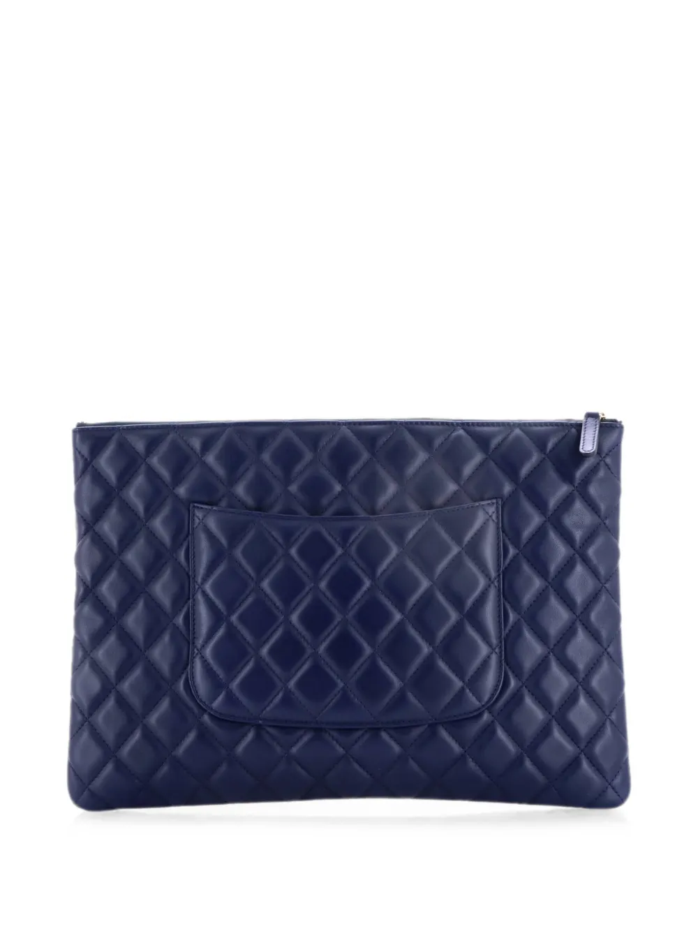 CHANEL Pre-Owned O Case Quilted Lambskin Large clutch bag - Blu