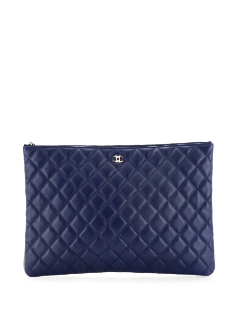 CHANEL Pre-Owned O Case Quilted Lambskin Large clutch bag - Blau