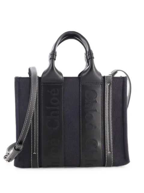 Chloé Pre-Owned Woody Convertible Canvas with Leather Small tote bag