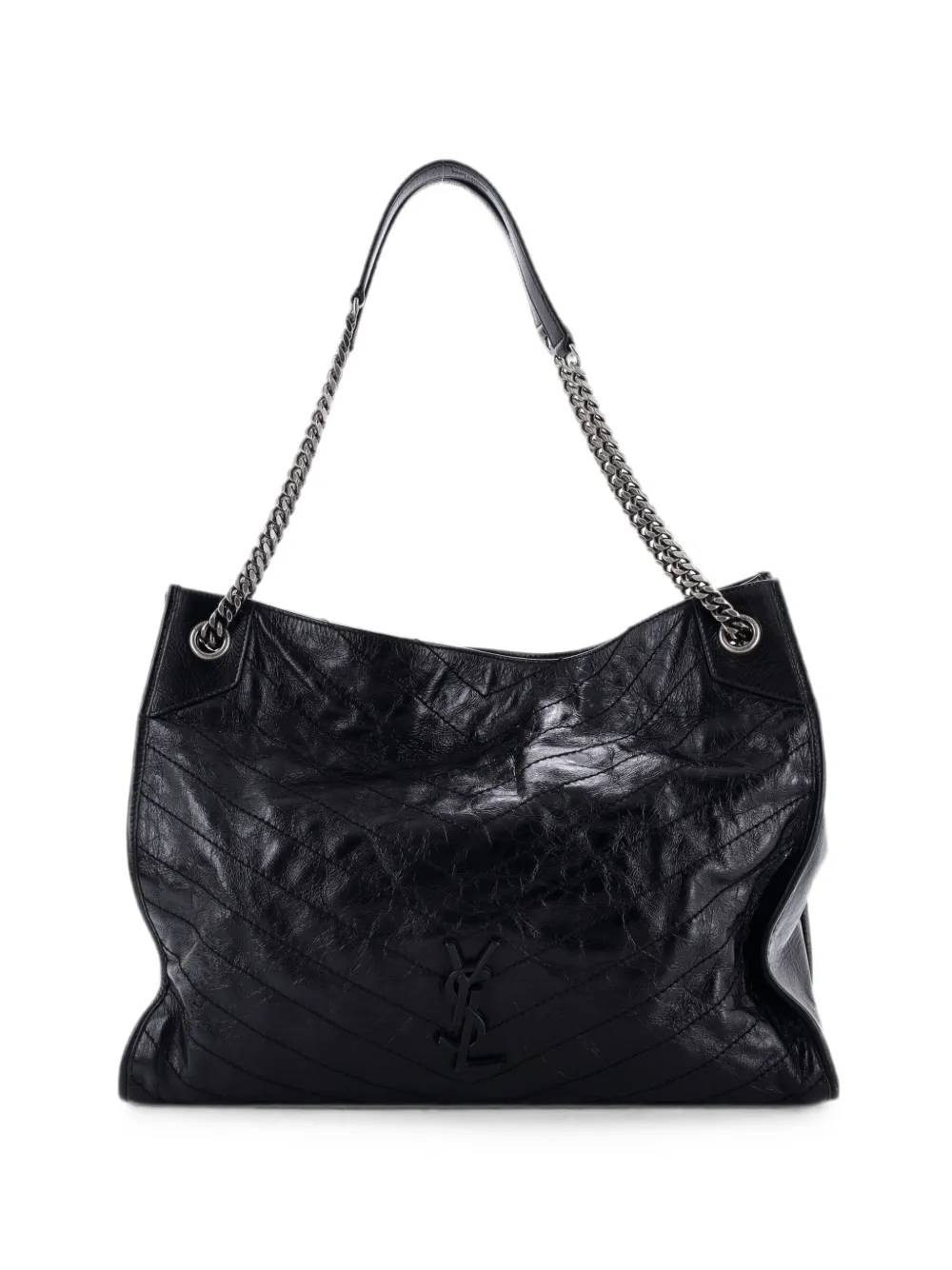 Saint Laurent Pre-Owned Niki Shopping Tote Matelasse Chevron Leather Large shoulder bag - Nero