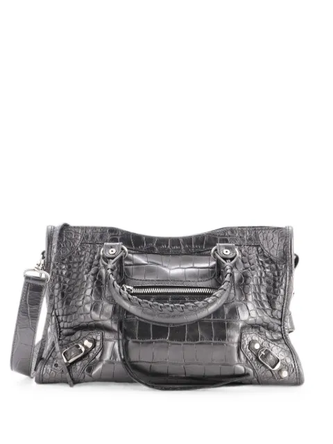 Balenciaga Pre-Owned bolsa satchel City Classic pequeña de piel con relieve de piel de cocodrilo con apliques