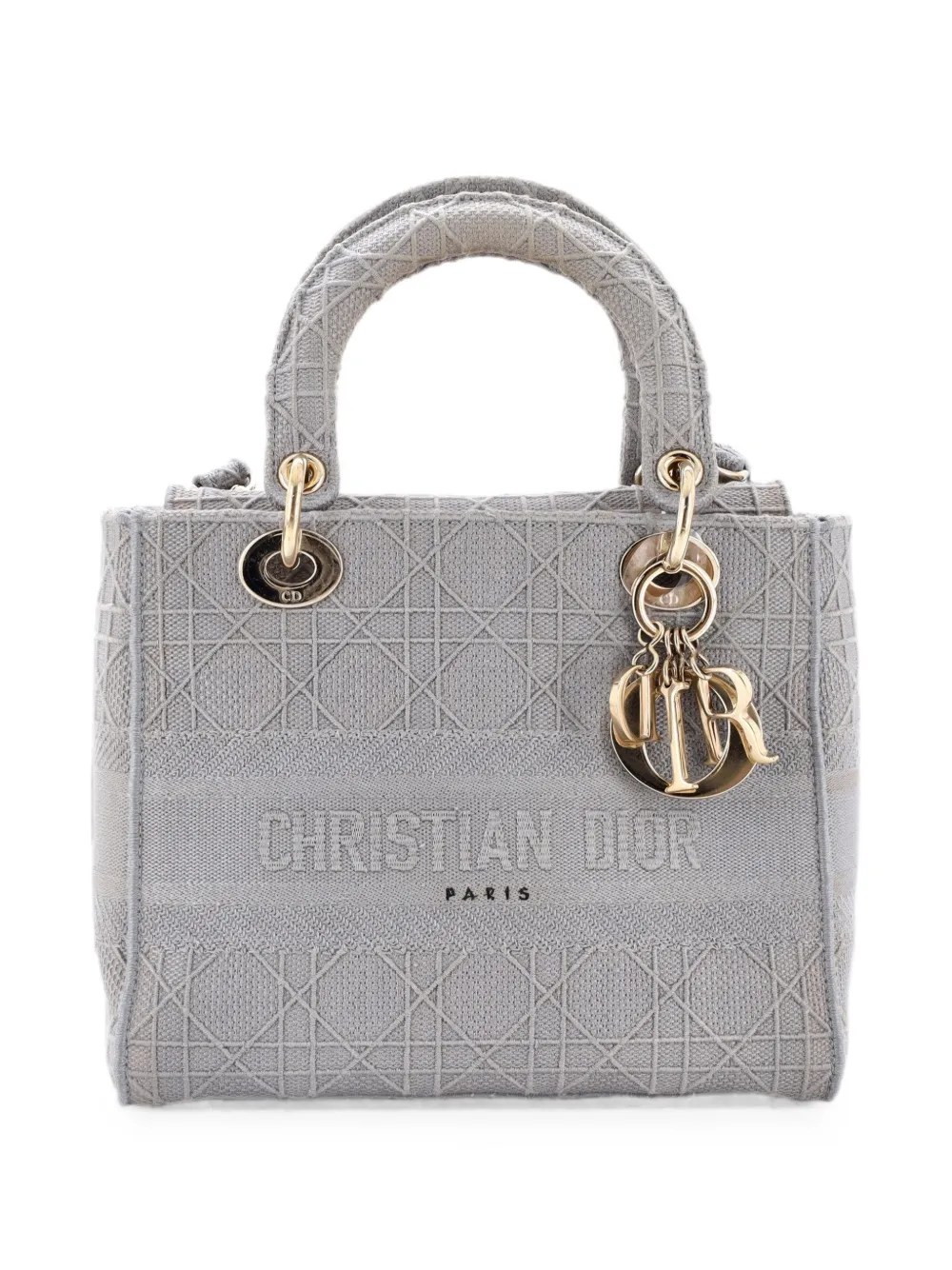 Christian Dior Pre-Owned Lady D-Lite Bag Cannage Embroidered Canvas Medium satchel - Grau