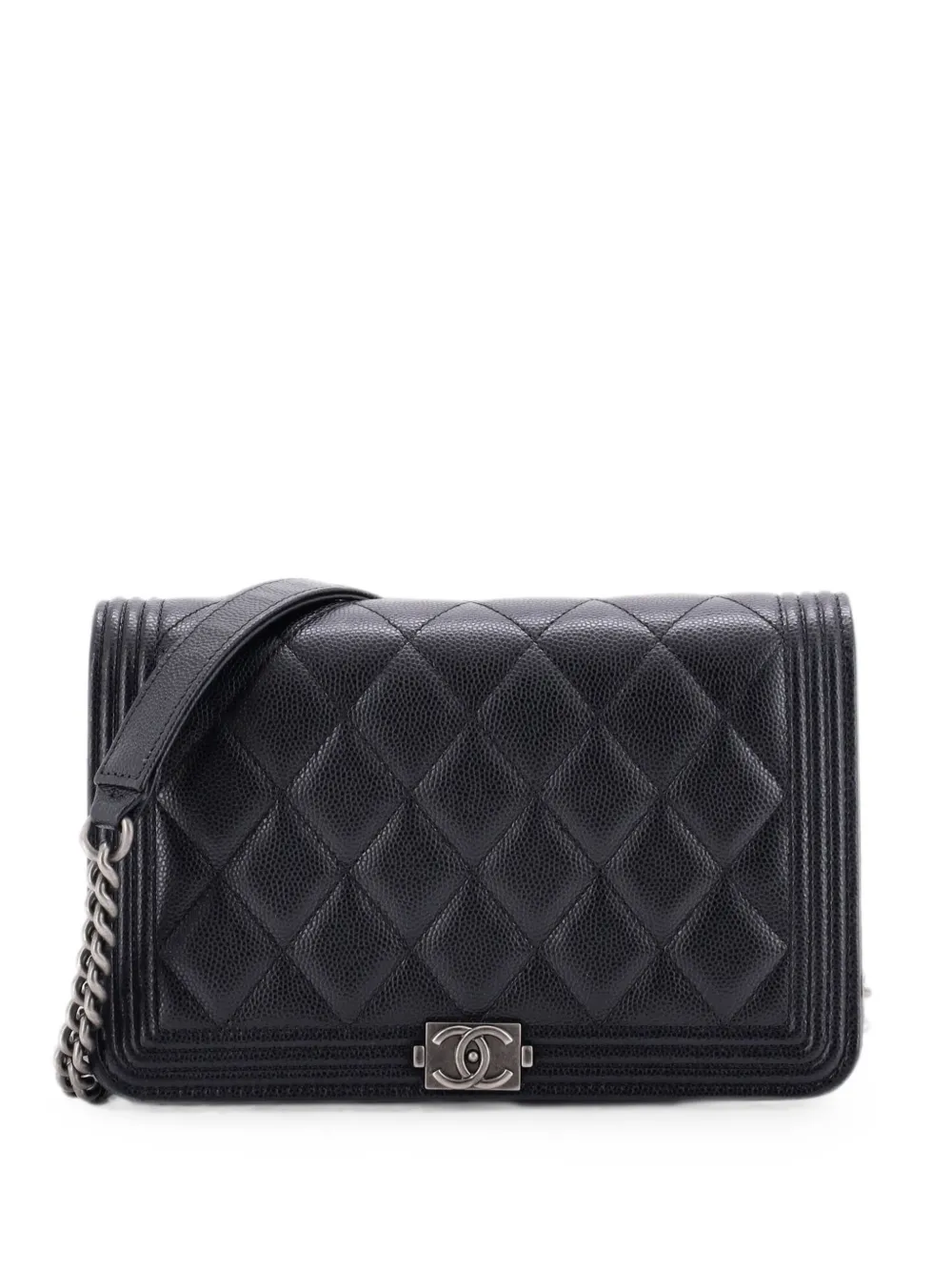 CHANEL Pre-Owned Boy Wallet on Chain Quilted Caviar crossbody bag - Nero