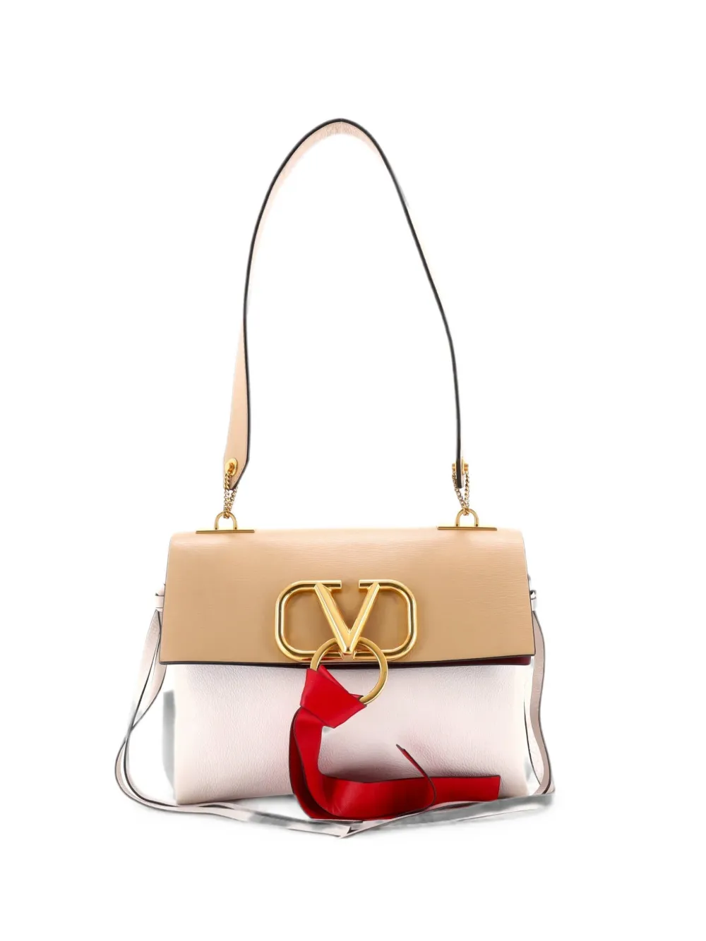 Valentino Garavani Pre-Owned VRing Leather Small shoulder bag - Nude