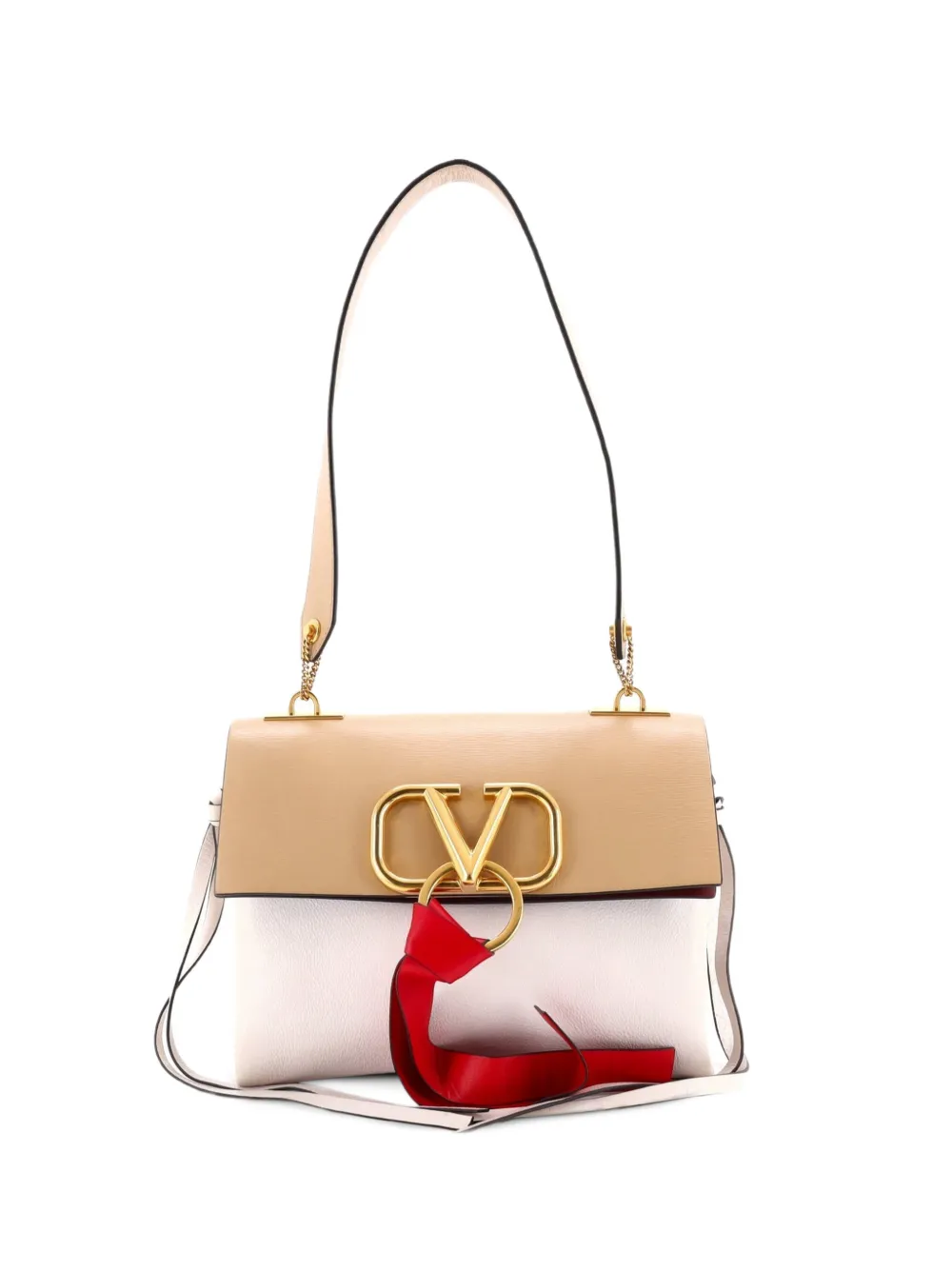 Valentino Garavani Pre-Owned VRing Leather Small shoulder bag - Toni neutri