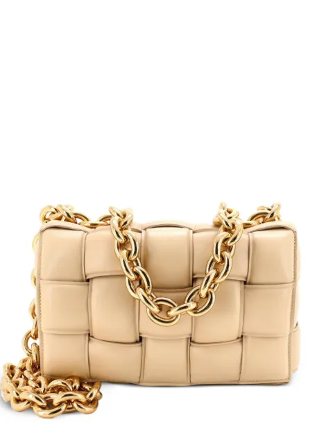 Bottega Veneta Pre-Owned شنطة كروس 'كاسيت ماكسي إنترشياتو' جلد مبطنة بسلسلة