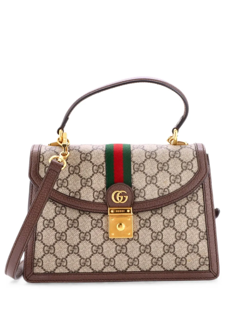 Gucci Pre-Owned Ophidia Flap Top Handle Bag GG Coated Canvas Small satchel - Braun