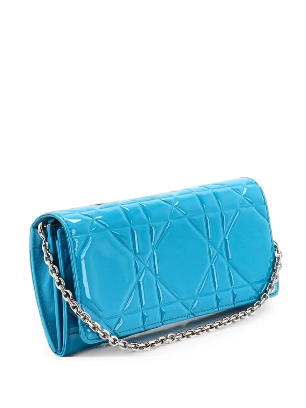 Christian Dior Pre-Owned Lady Dior Rendez Vous Short Chain Wallet Cannage Embossed Patent clutch bag - Blau