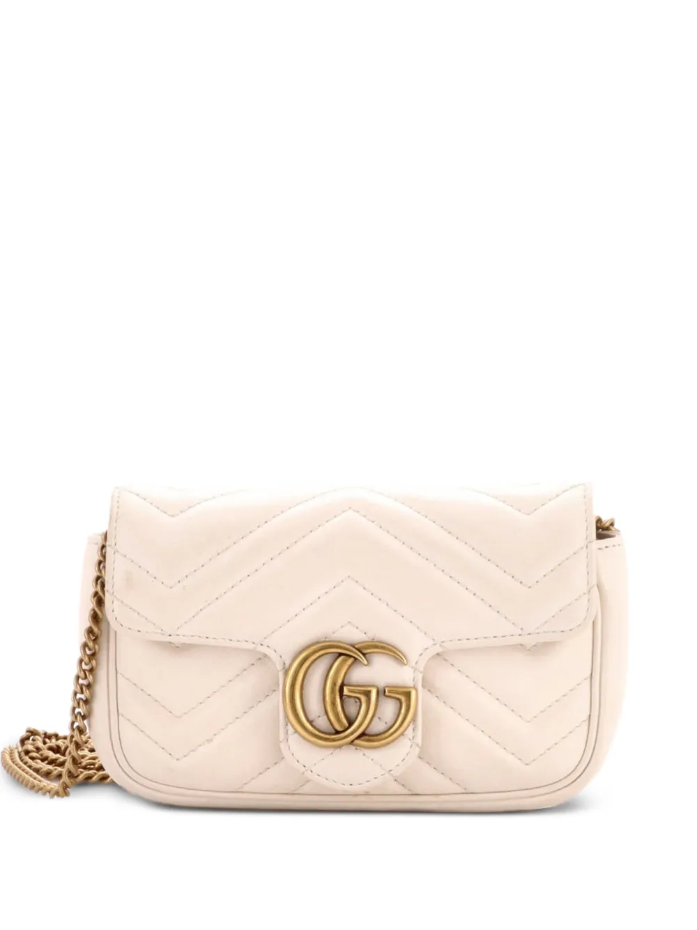 Gucci Pre-Owned GG Marmont Flap Bag Matelasse Leather Super Mini crossbody bag - Weiß