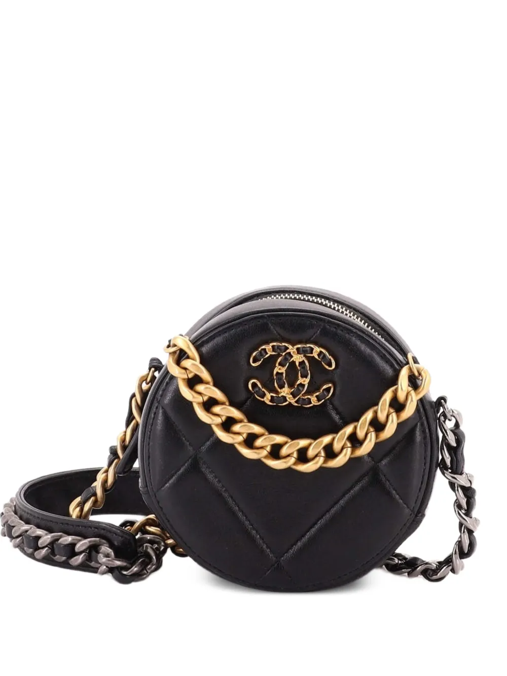 CHANEL Pre-Owned 19 Round with Chain Quilted Leather clutch bag - Black