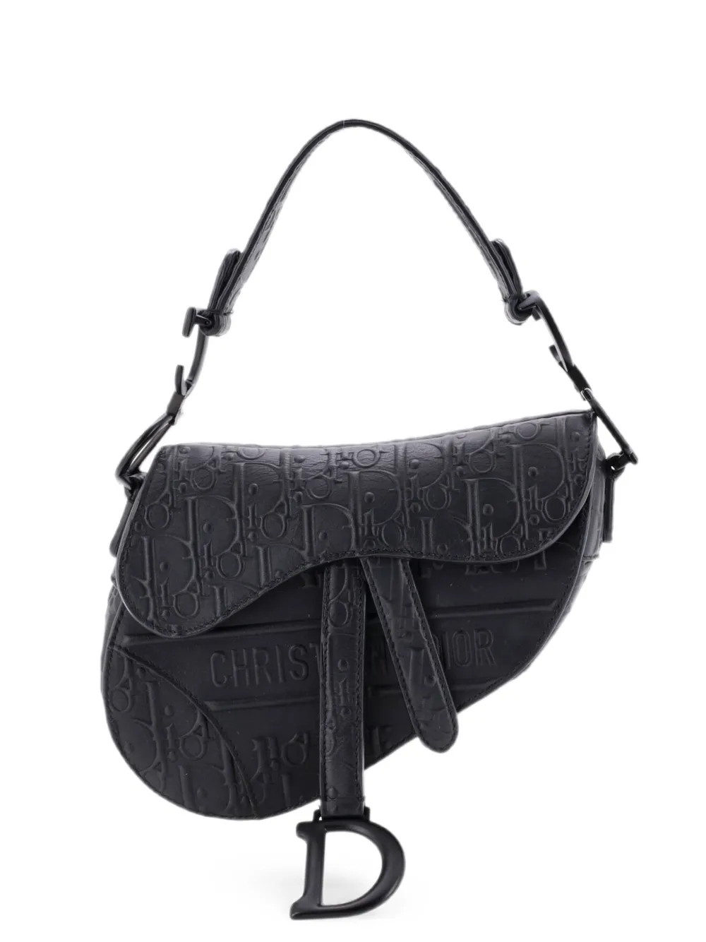 Christian Dior Pre-Owned Saddle Handbag Oblique Embossed Calfskin Mini shoulder bag - Schwarz