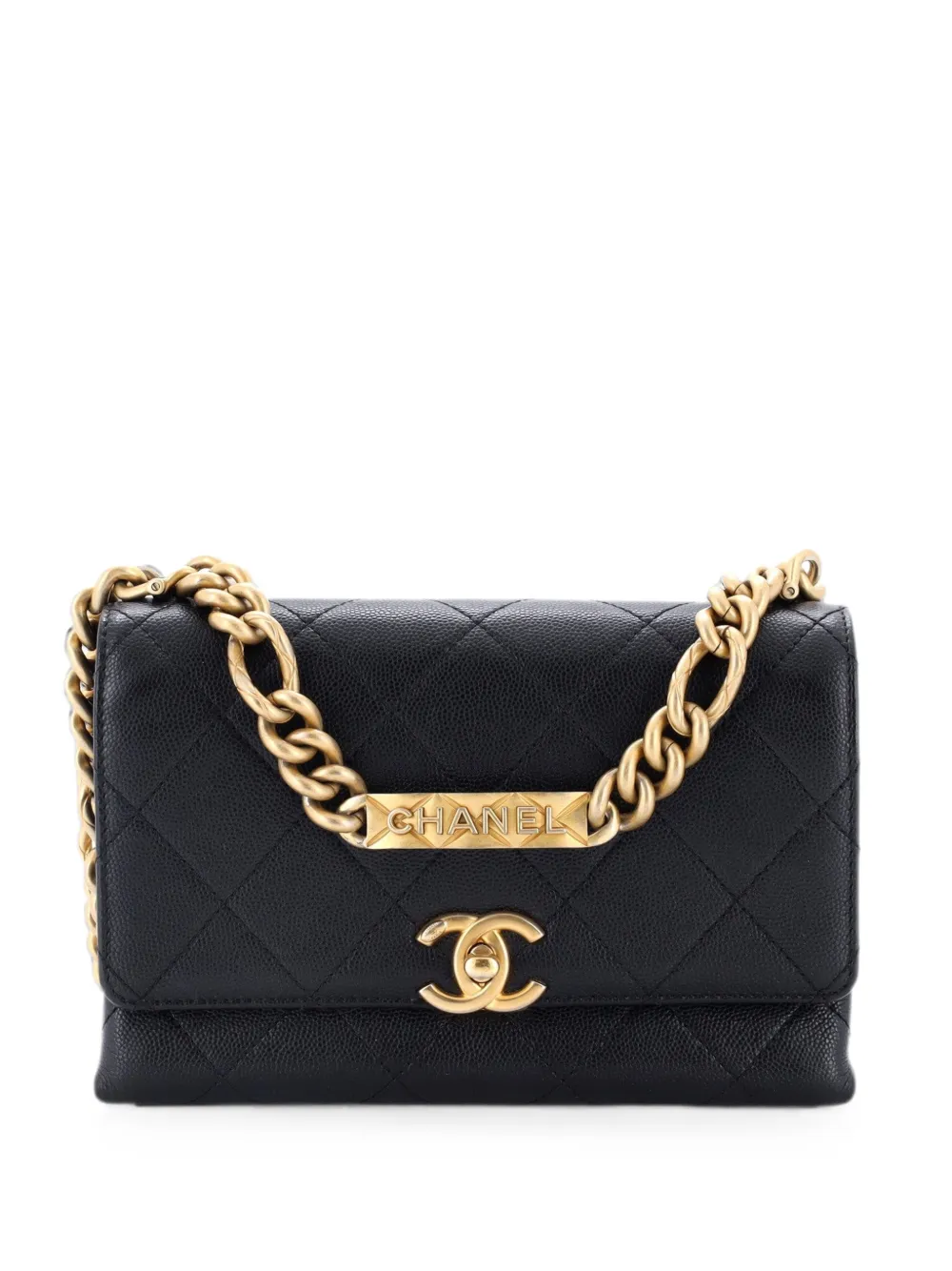 CHANEL Pre-Owned Bracelet On Chain Flap Bag Quilted Caviar Mini crossbody bag - Nero