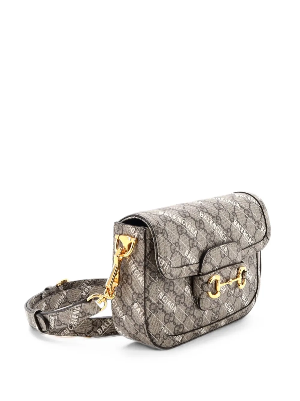 Gucci Pre-Owned x Balenciaga The Hacker Project Horsebit 1955 GG Coated Canvas Mini shoulder bag - Braun