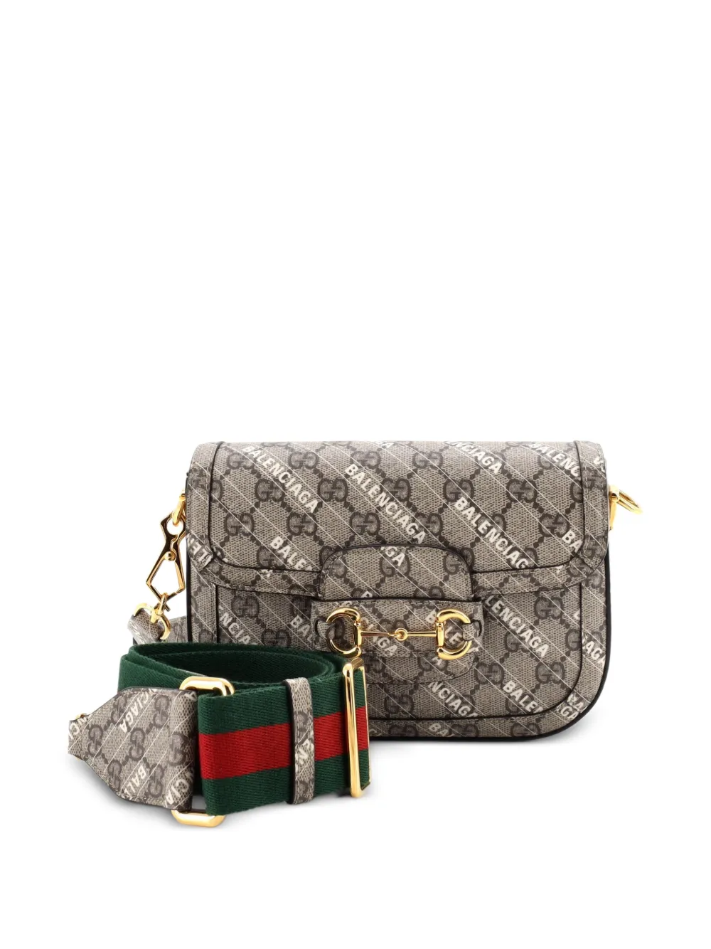 Gucci Pre-Owned x Balenciaga The Hacker Project Horsebit 1955 GG Coated Canvas Mini shoulder bag - Marrone