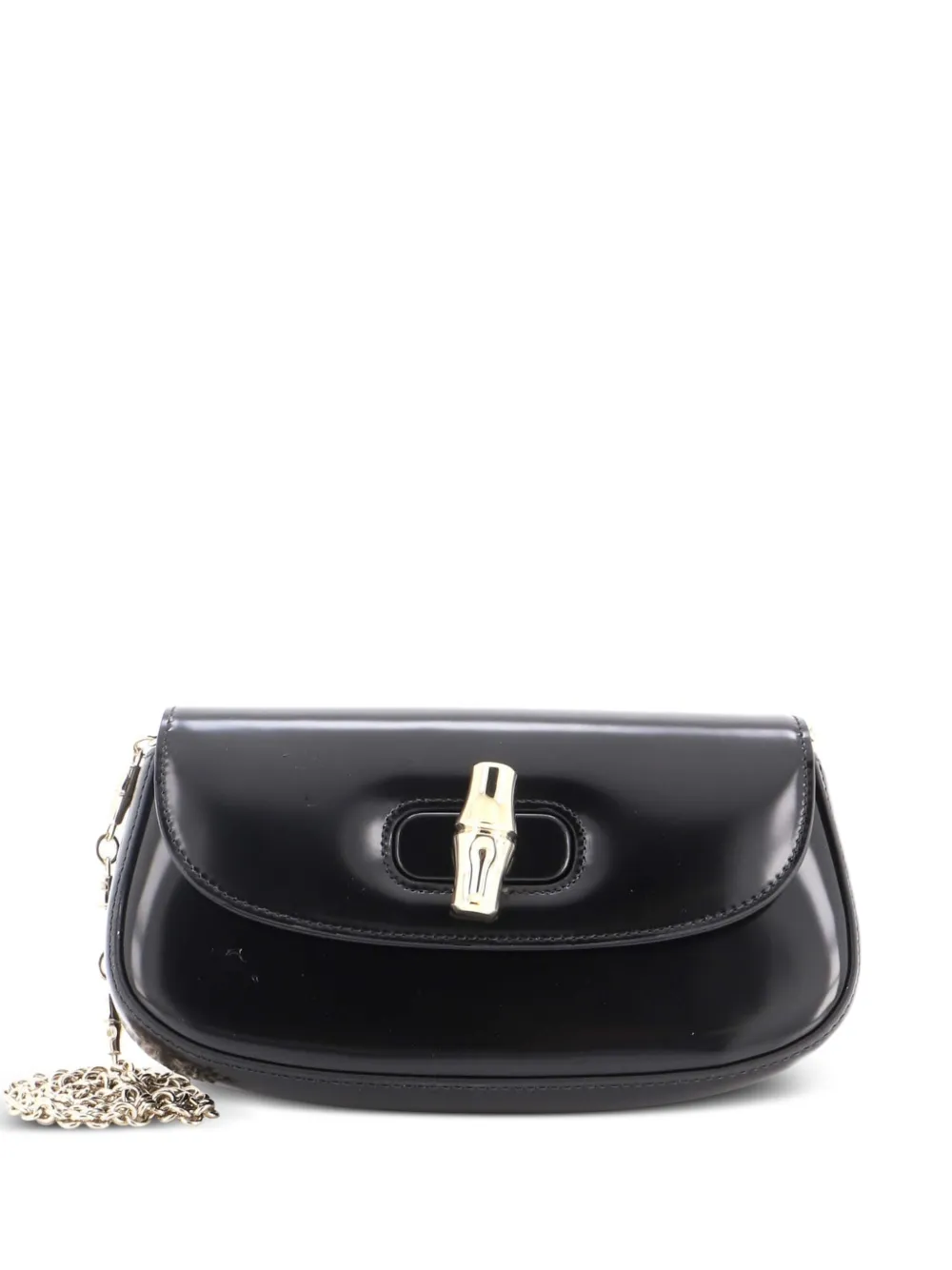 Gucci Pre-Owned Bamboo Night Chain Leather Small clutch bag - Nero